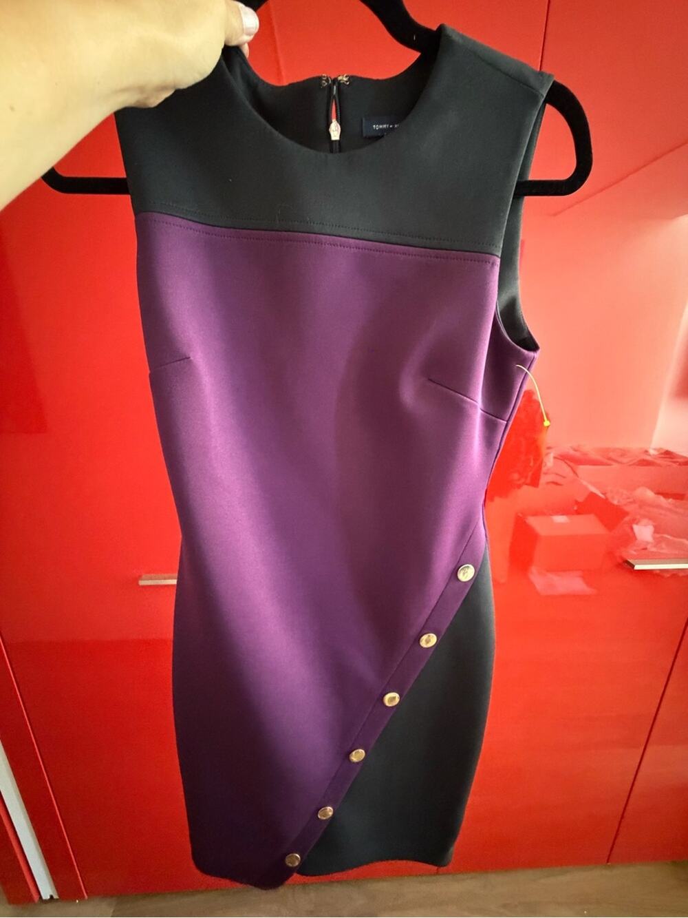 🗽Tommy Hilfiger Purple and Black Sleeveless Sheath Dress